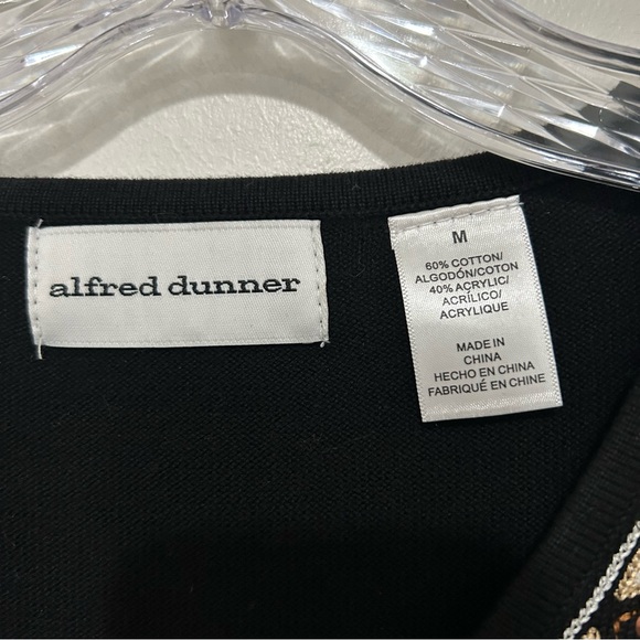 Alfred Dunner Women's Black and Gold Embroidered Blouse V-neck Boho Size M - Picture 6 of 7